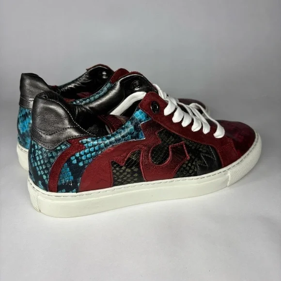 Zadig and Voltaire Sneakers 9.5 10 Leather Low Top Trainers Metallic Party Nash - Picture 2 of 9